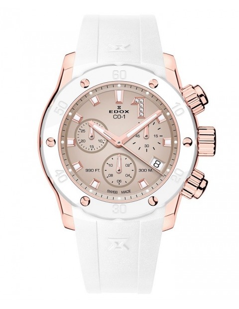 EDOX CO-1 Chronolady Diamonds 10255-37RBCAB-BEIDR